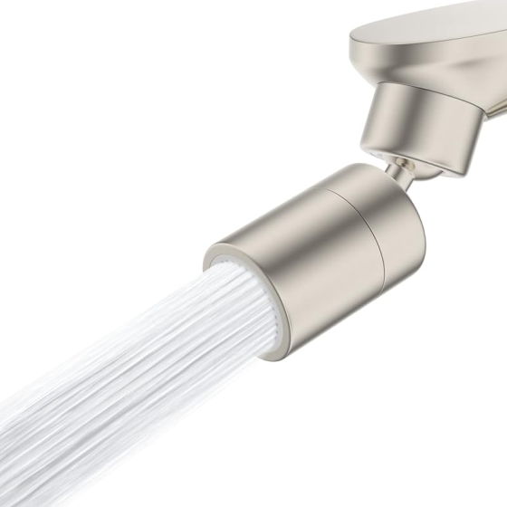 NSF/ANSI/CAN 61 Certified Faucet Aerator, Kitchen Sink Faucet Aerator, 2 Water Flow CUPC Certification 360-degree Swivel Faucet Extender, 55/64 Inch Female Thread, Water Saving-Brushed Nickel